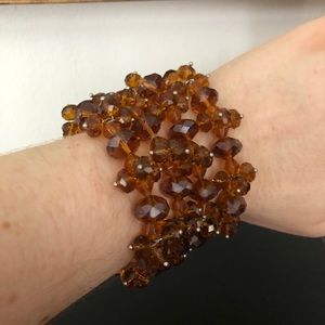NEW Stack of Brown Elastic Bead Bracelets